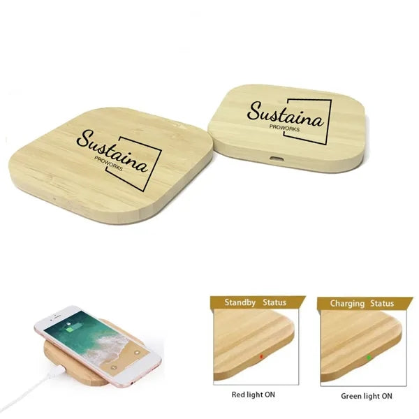 15W Bamboo Light Up Wireless charger