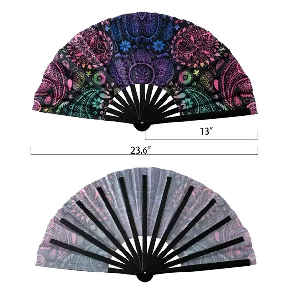 Vibrant 13 Inch Oversized Folding Hand Dance Fan