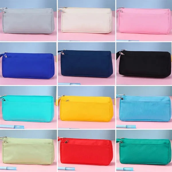 Double Zipper Portable Pouch Pencil Case