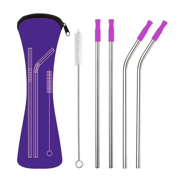 Neoprene Pouch W/ 4 Straws