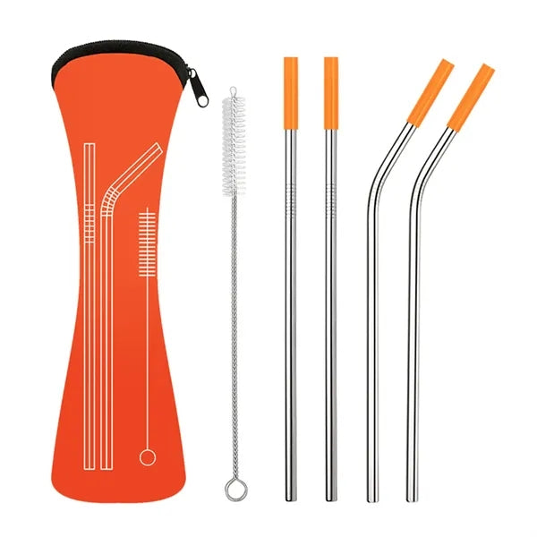 Neoprene Pouch W/ 4 Straws