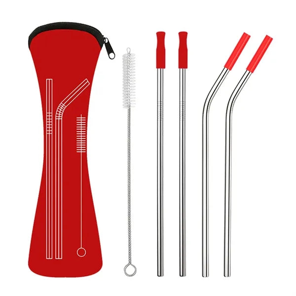Neoprene Pouch W/ 4 Straws