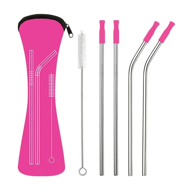 Neoprene Pouch W/ 4 Straws