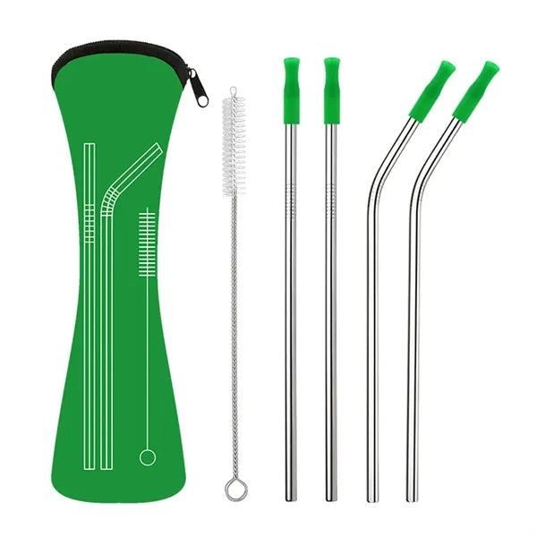 Neoprene Pouch W/ 4 Straws