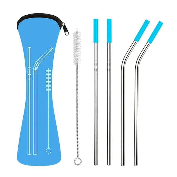 Neoprene Pouch W/ 4 Straws