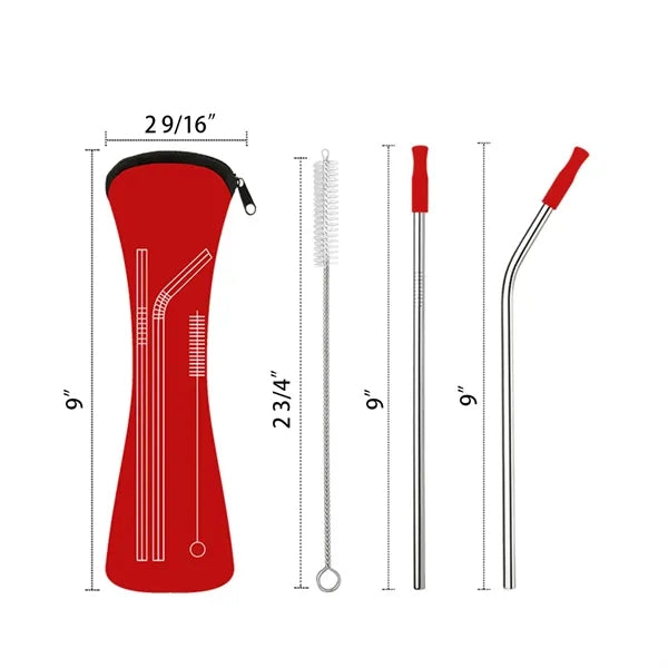 Neoprene Pouch W/ 4 Straws