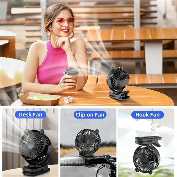 2000 mAh Rechargeable Cartoon Clip-on Fan