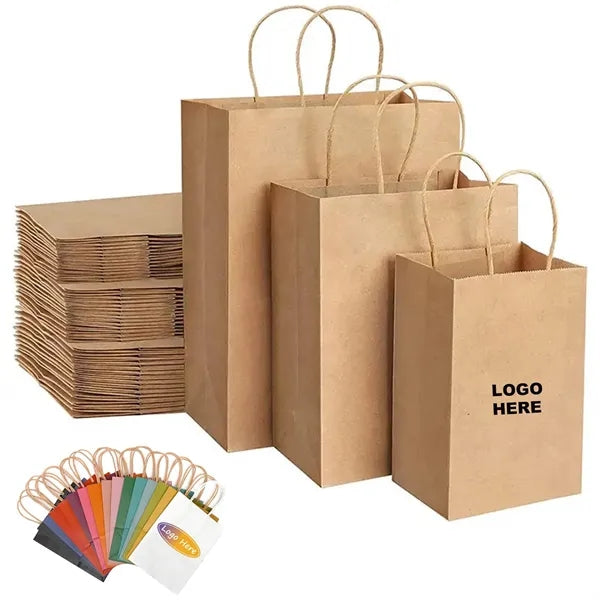 Grocery Shopping Tote Brown Kraft Paper Bags with Handles