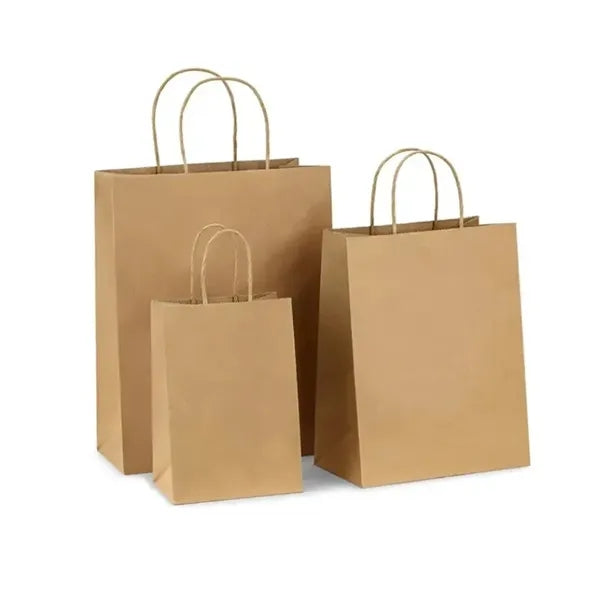 Grocery Shopping Tote Brown Kraft Paper Bags with Handles