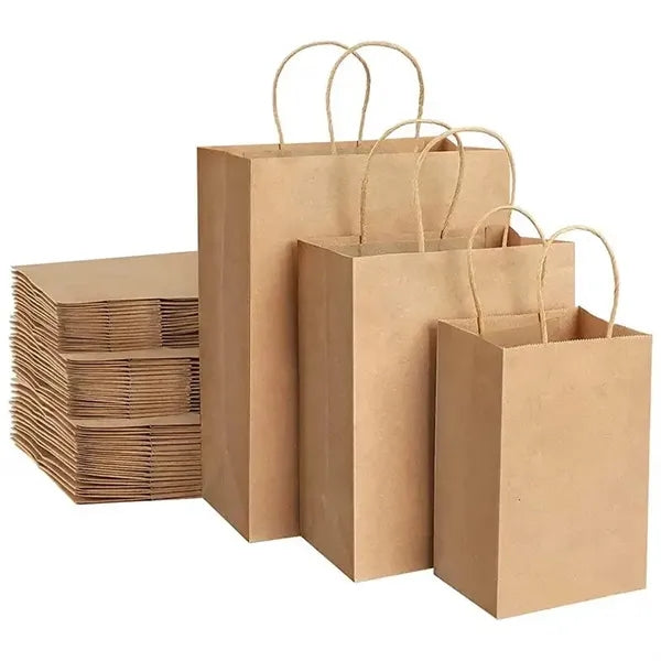 Grocery Shopping Tote Brown Kraft Paper Bags with Handles