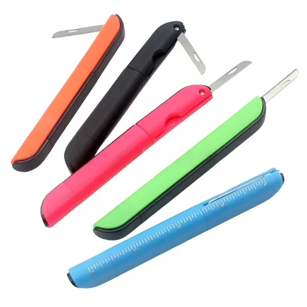 Ruler Ballpoint Pen With Scissors And Knife