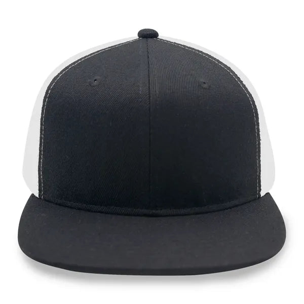 6 Panel Snapback Poly Twill Trucker Cap with Flat Bill