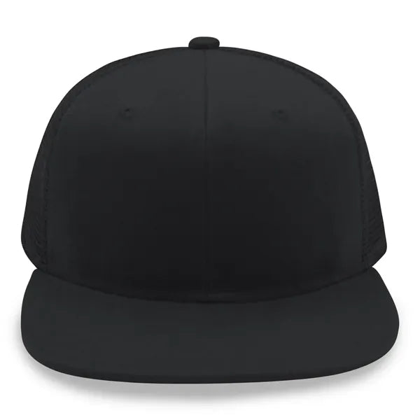 6 Panel Snapback Poly Twill Trucker Cap with Flat Bill