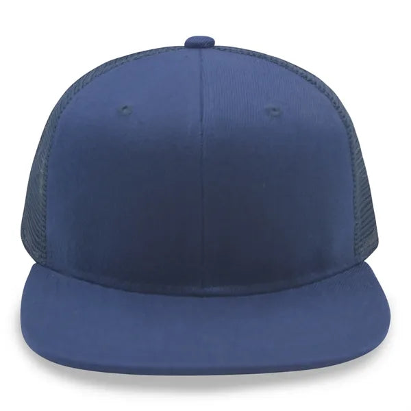 6 Panel Snapback Poly Twill Trucker Cap with Flat Bill
