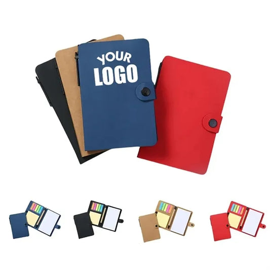 Notebook with Sticky Notes and Pen