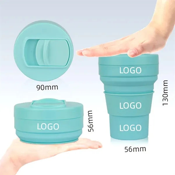 12oz Collapsible Travel Plastic Cup with Lid and Straw