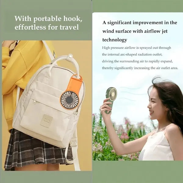Mini Handheld USB Rechargeable Fan With Hook