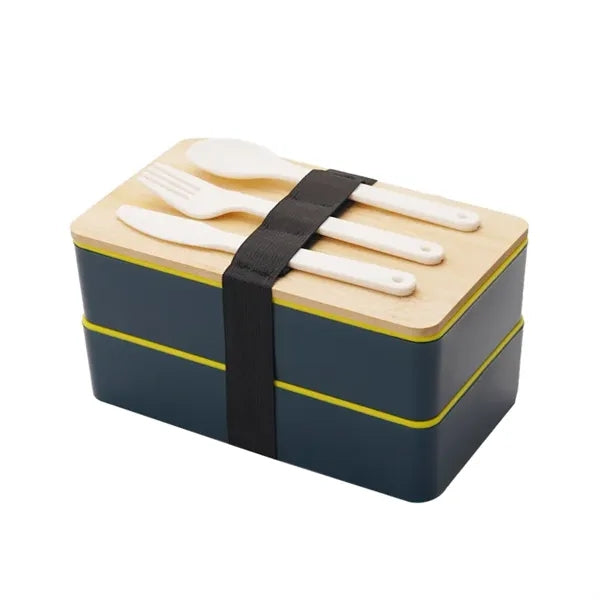 Double Decker Lunch Box with Lid & Utensils