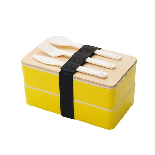 Double Decker Lunch Box with Lid & Utensils
