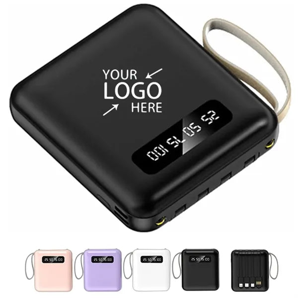 10000mAh Slim Charger Power Bank with Built in Cables