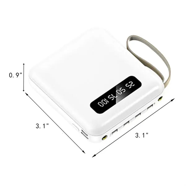 10000mAh Slim Charger Power Bank with Built in Cables