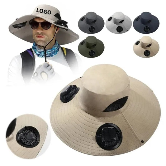 Wide Brim Solar Powered Fan Hat