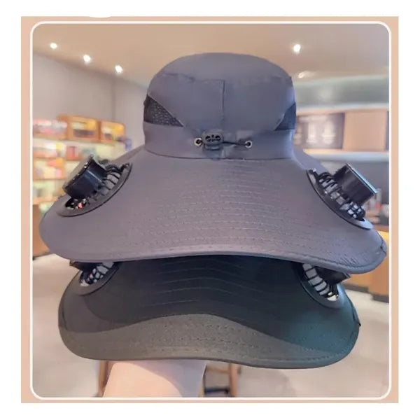 Wide Brim Solar Powered Fan Hat