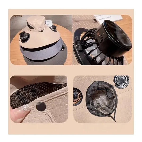 Wide Brim Solar Powered Fan Hat