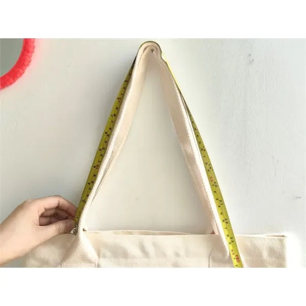 Natural Cotton Canvas Open Top Tote Bag With Long Handle