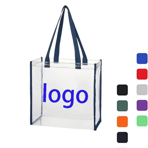 Open Top PVC Clear Stadium Tote Bag w/ Reinforced Handles