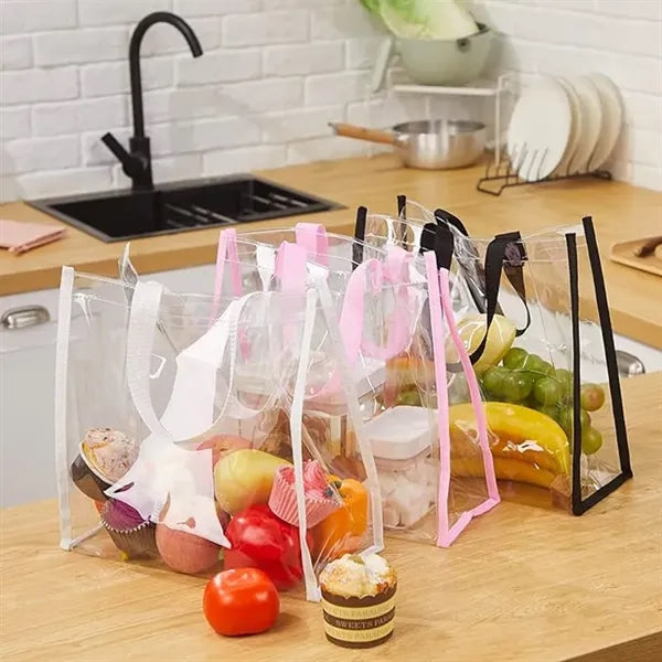 Open Top PVC Clear Stadium Tote Bag w/ Reinforced Handles