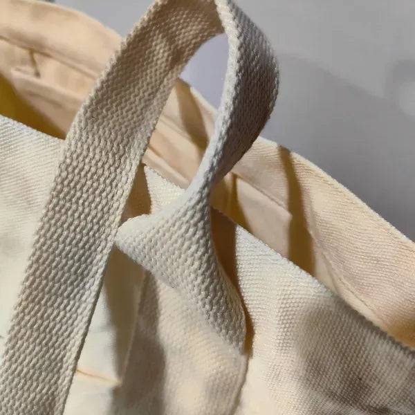 Natural Cotton Canvas Open Top Tote Bag With Long Handle