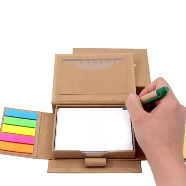 Eco Sticky Note Set with Pen and Ruler Cover