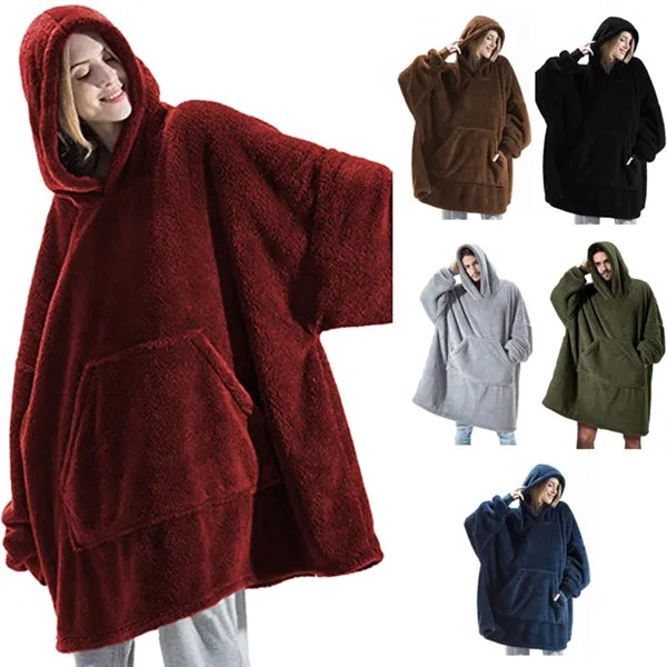 Unisex Comfortable Winter Flannel Hoodie Pajama