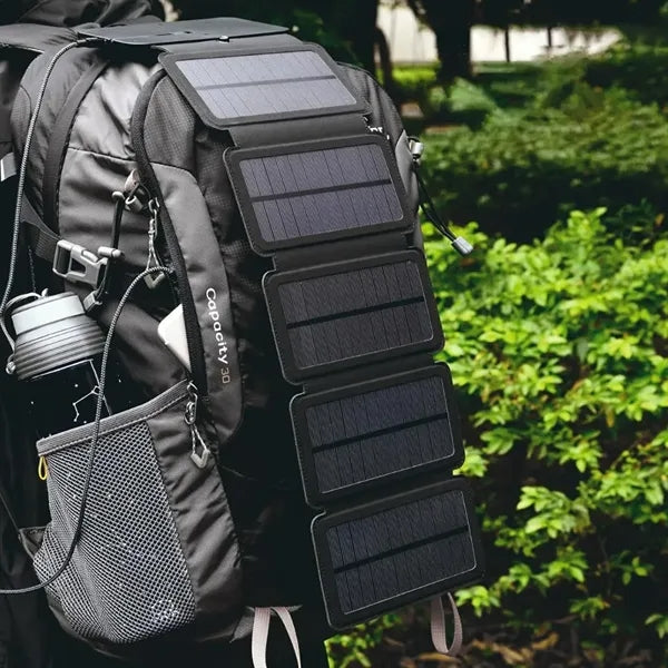 Portable Five Solar Folding Panels Power Bank w/ Compass