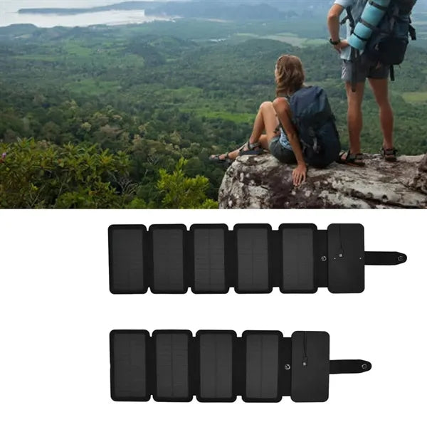 Portable Five Solar Folding Panels Power Bank w/ Compass