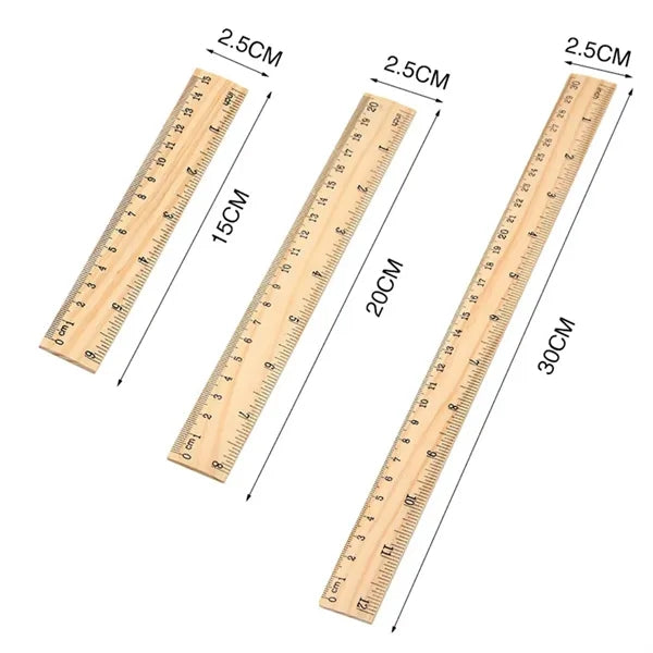 Wooden Dual-Sided Ruler 12 Inch