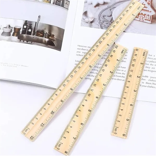 Wooden Dual-Sided Ruler 12 Inch