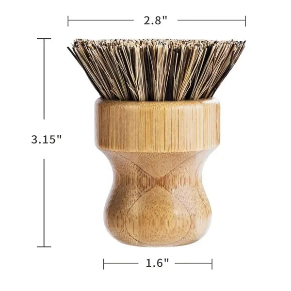 Durable Mini Natural Bamboo Palm Scrub Dish Pot Brush