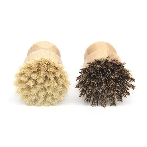Durable Mini Natural Bamboo Palm Scrub Dish Pot Brush