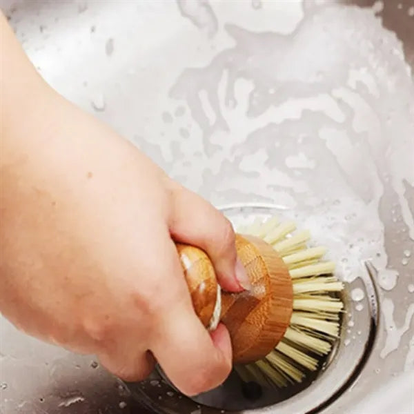 Durable Mini Natural Bamboo Palm Scrub Dish Pot Brush
