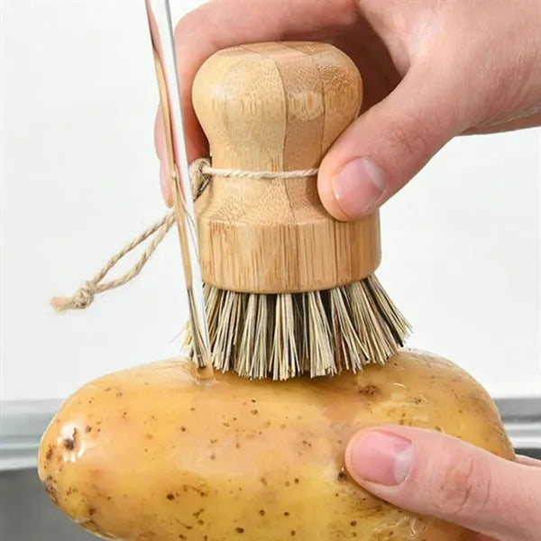 Durable Mini Natural Bamboo Palm Scrub Dish Pot Brush