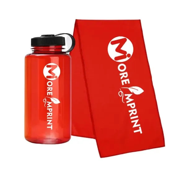 32oz Sport Water Bottle with Cooling Towel Gym Fitness Set