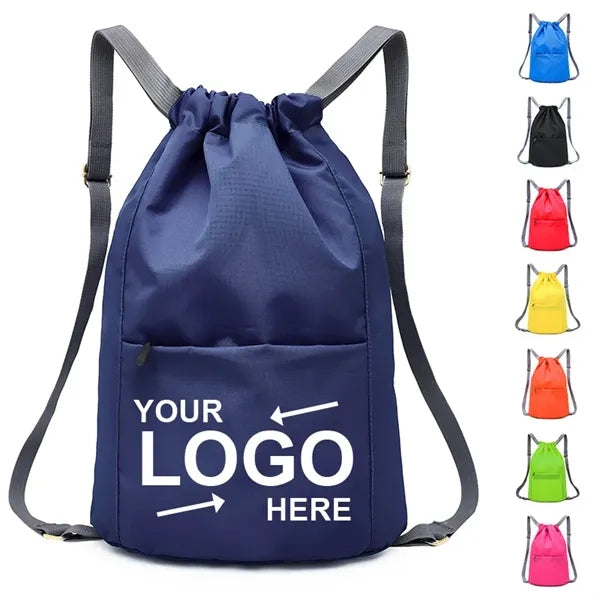 Drawstring Sports Backpack With Zipper
