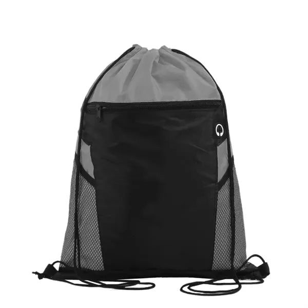 Drawstring Bag With Zippered Front Pockets