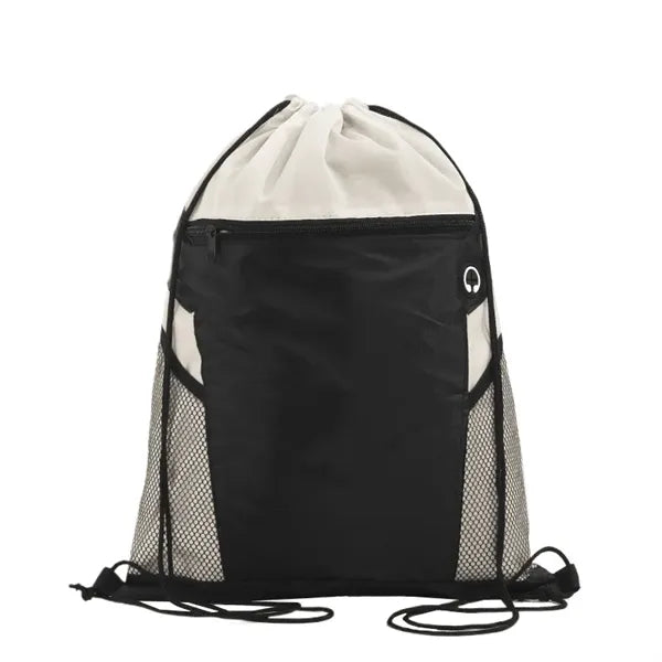 Drawstring Bag With Zippered Front Pockets