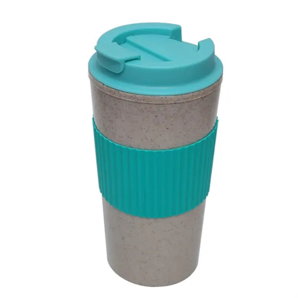 16OZ Wheat Straw Tumbler With PP Sleeve & Flip Lid