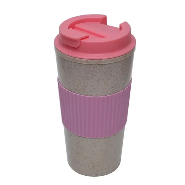 16OZ Wheat Straw Tumbler With PP Sleeve & Flip Lid