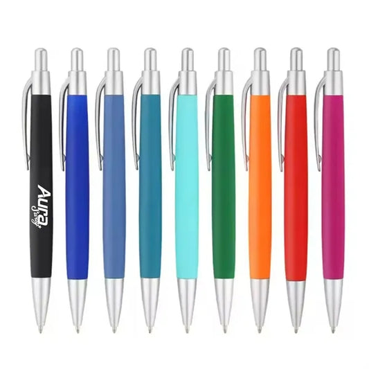 Colorful Ballpoint Pens with Silver Trim