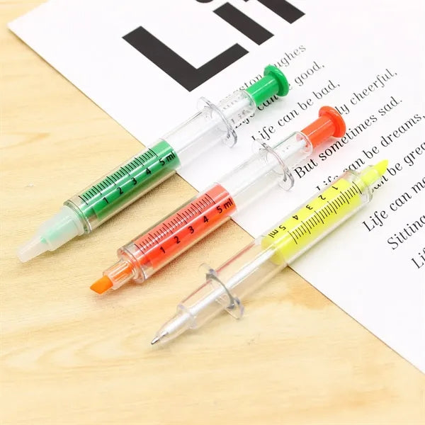 2-in-1 Syringe Style Ballpoint Pen Highlighter